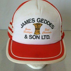 Vintage James Geddes & Son Red White Snapback Mesh Trucker Hat Cap #2